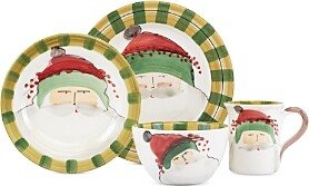 Old St. Nick Green Hat 4-Piece Dinnerware Place Setting