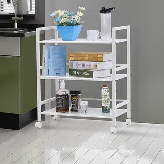 karlinc 3-Tier Multi-function Rack Shelves Widen Rolling Kitchen Bathroom Storage Utility Cart