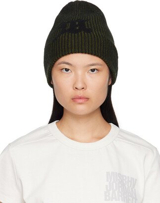 Black & Khaki Pleated Beanie