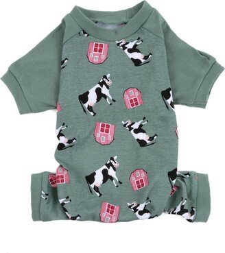 Leveret Dog Cotton Pajama Cow Green