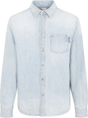 Relaxed Fit-Bleached Denim Shirt