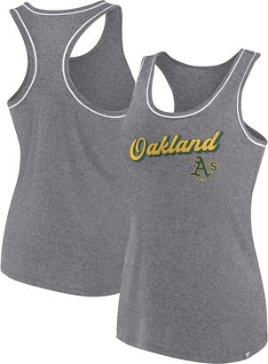 Women's Branded Heather Gray Oakland Athletics Wordmark Logo Racerback Tank Top