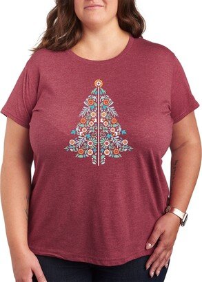 Air Waves Trendy Plus Size Christmas Tree Graphic T-shirt