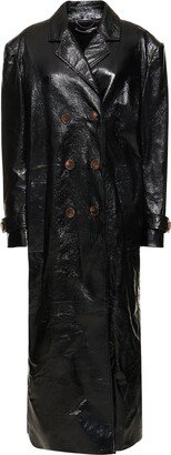 Oversize patent leather long coat