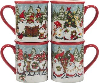 Christmas Gnomes 16 oz. Mugs, Set of 4 Assorted Designs, Multicolor