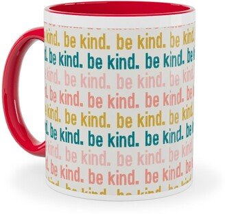 Mugs: Be Kind - Pink, Coral, Teal Ceramic Mug, Red, 11Oz, Multicolor