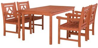 Malibu Outdoor 5-piece Wood Patio Rectangular Table Dining Set