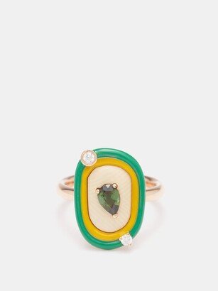 Snowdrops Diamond, Tourmaline & 18kt Gold Ring