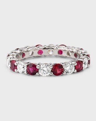 Neiman Marcus Diamonds Platinum Ruby and Diamond Band, Size 6.75