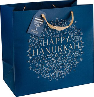 Tote Large Vertical Happy Hanukkah Blue