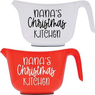 Nana's Christmas Kitchen, Gift For Nana, Personalized Plastic Mixing Bowl With Handle & Spout, Custom Kitchen