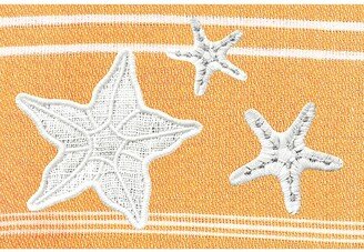 100% Turkish Cotton Lucky - Glittery Starfish Pestemal Beach Towel - Melon Orange