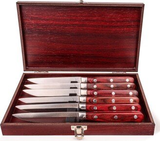 Pakka Wood 6 Piece Steak Knife Set with Wooden Case