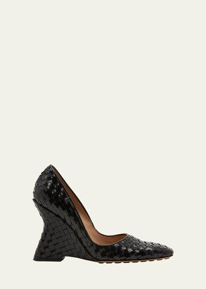 Comet Woven Leather Wedge Pumps