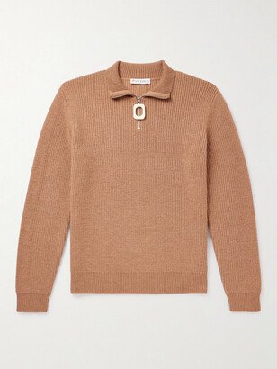 Ribbed Merino Wool Half-Zip Sweater