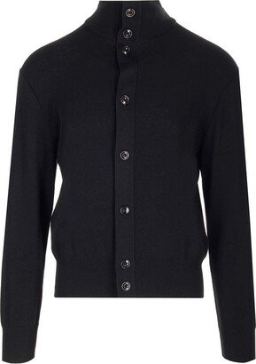 High-Neck Buttoned Cardigan