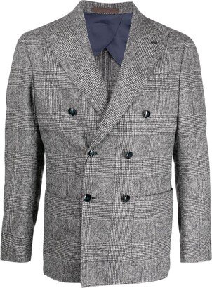 Houndstooth-Pattern Double-Breasted Blazer