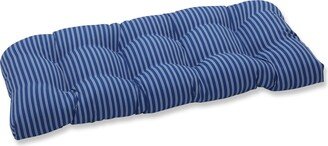 Pillow Perfect Resort Stripe Blue Wicker Loveseat Cushion