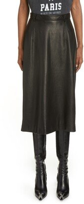 Leather A-Line Midi Skirt