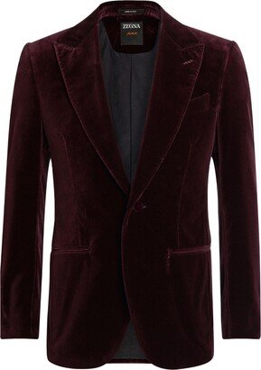 Single-Breasted Velour Blazer