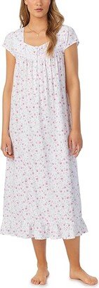 Cap Sleeve Waltz Gown (White Ground Floral) Women's Pajama