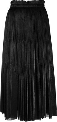 Plissé High-Waist Midi Skirt