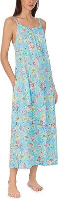 Double Strap Maxi Gown (Aqua Floral) Women's Pajama