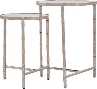 Kineks Bamboo Look Stainless Steel Marbled Nesting Table Sets