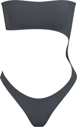 Signature Swim Strapless Monokini | Gunmetal