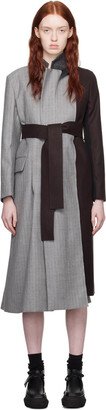 Gray Striped Trench Coat