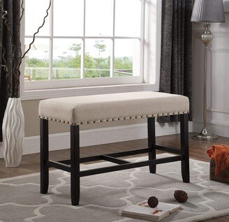 Biony Fabric Counter Height Dining Bench with Nailhead Trim