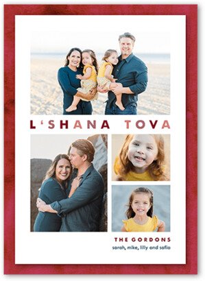 Rosh Hashanah Cards: Watercolor Enclosure Rosh Hashanah Card, Red, 5X7, Signature Smooth Cardstock, Square