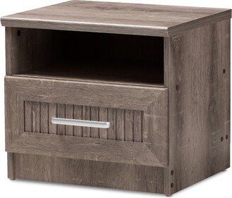 Gallia Modern and Contemporary Oak Finished 1 Drawer Nightstand Brown