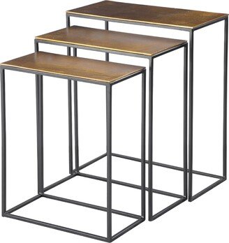 Contemporary Home Living Set of Three Contemporary Black and Gold Nesting Tables 25.5