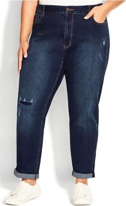 | Women's Plus Size Girlfriend Rip Jean Dark Wash - average - 22W