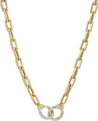 Zoe Lev Jewelry 14k Gold Large Open Link Diamond-Cuff Necklace