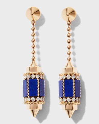 18k Rose Gold Diamond & Lapis Drop Earrings