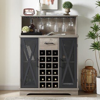 unbrand Vintage Industrial Design Wine Cabinet with 1 Drawer