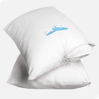 Waterproof Pillow Protector 2-Pack, Cotton Terry, Vinyl Free