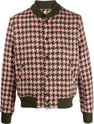 PT Torino Houndstooth-Pattern Bomber Jacket