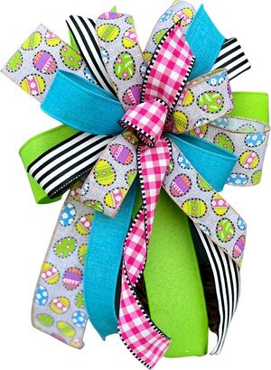 Easter Egg Wreath Bow, Spring Lantern Mailbox Bunny Farmhouse Bright Colors