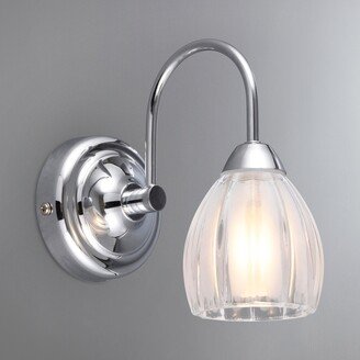 Dunelm Julius Ribbed Glass Bathroom Wall Light Silver