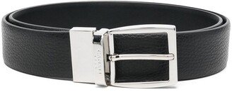 Pebbled-Texture Leather Belt