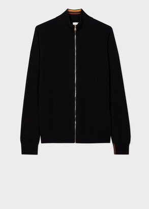 Black Cashmere Zip Up Cardigan