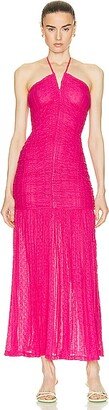 Jersey Stretch Halter Dress in Fuchsia