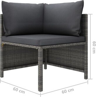 Patio Lounge Set with Cushions Poly Rattan Gray