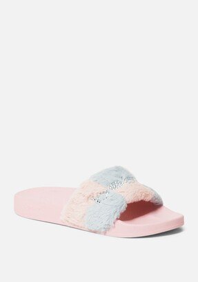 Fantasia Plaid Faux Fur Slides-AB