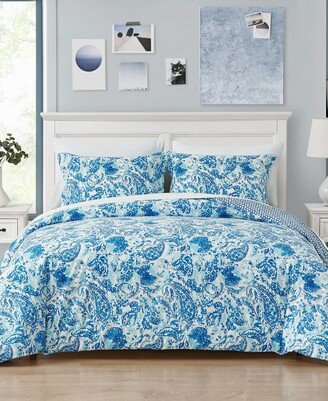 Poppy & Fritz Brooke Cotton Reversible 3 Piece Duvet Cover Set, King