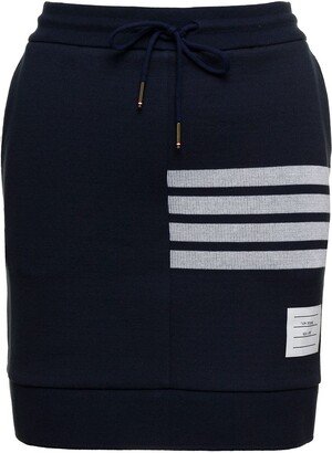 Blue 'Sack' Skirt with Drawstring and Striped Motif in Cotton Woman