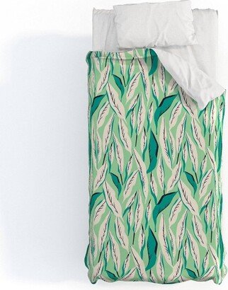 Twin/Twin XL Floral Holli Zollinger JUNGLE PALM TROPICA Duvet Cover Set Green